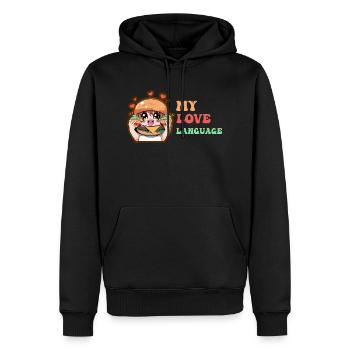 MY LOVE LANGUAGE - Men’s Premium Organic Hoodie - black - Front - Nico (187cm)