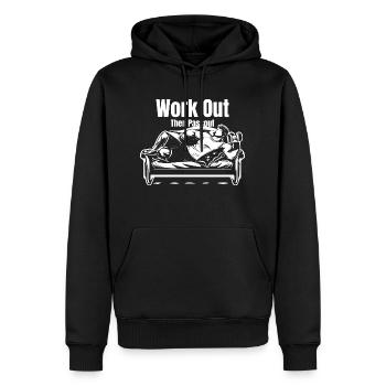 GYM TSHIRT FOR MAN WORK OUT THEN PASSOUT - Men’s Premium Organic Hoodie - black - Front - Nico (187cm)