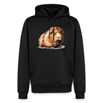 Dessin de cochon d’Inde au vieux look rétro - Sweat à capuche Premium bio Homme - noir - Devant - Nico (187cm)