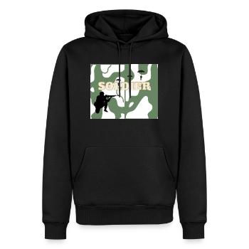 Soldier - Männer Premium Bio Hoodie - Schwarz - Vorne - Nico (187cm)