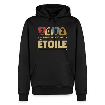 2012 date de naissance / anniversaire année 2012 - Sweat à capuche Premium bio Homme - noir - Devant - Nico (187cm)