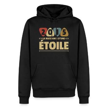 2015 date de naissance / anniversaire année 2015 - Sweat à capuche Premium bio Homme - noir - Devant - Nico (187cm)