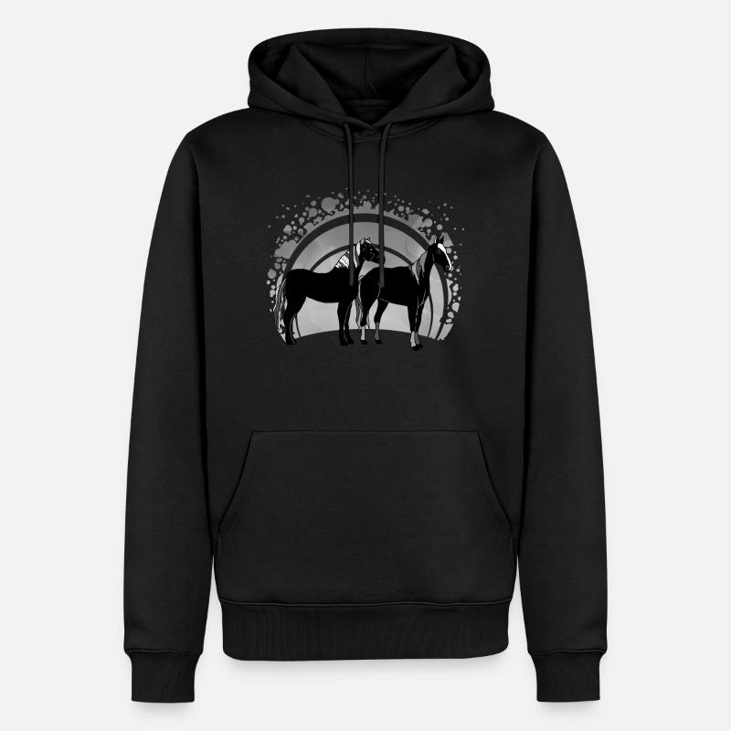 Pferde - Männer Premium Bio Hoodie - Schwarz