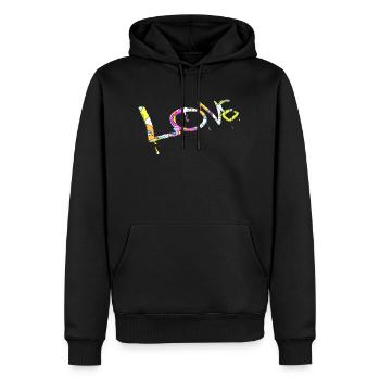 Graffiti style Splash hip hop couleurs peintre amour - Sweat à capuche Premium bio Homme - noir - Devant - Nico (187cm)