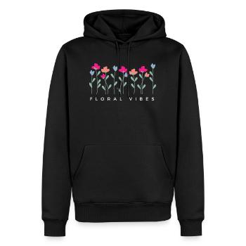 Floral vibes - idée cadeau - Sweat à capuche Premium bio Homme - noir - Devant - Nico (187cm)
