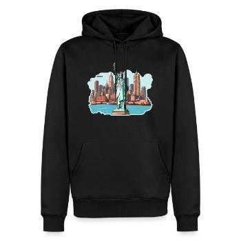 NY City - Männer Premium Bio Hoodie - Schwarz - Vorne - Nico (187cm)