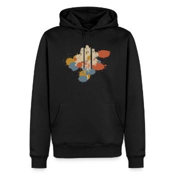 Baum Wald Bunt Natur Retro - Männer Premium Bio Hoodie - Schwarz - Vorne - Nico (187cm)