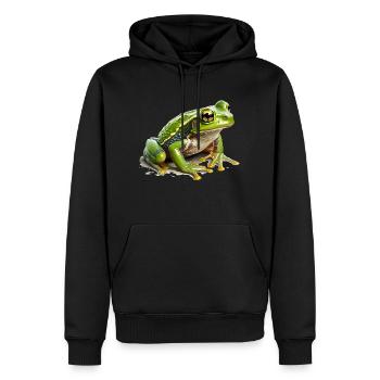 Grasfrosch wartet für den Nachwuchs auf Regen - Männer Premium Bio Hoodie - Schwarz - Vorne - Nico (187cm)