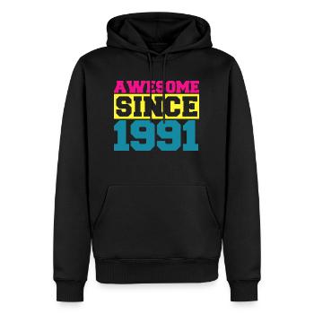 Awesome since 1991. Funny gift men women birthday - Sweat à capuche Premium bio Homme - noir - Devant - Nico (187cm)