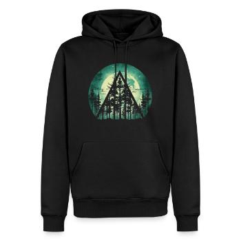 Forêt Triangle Arbres Nature - Sweat à capuche Premium bio Homme - noir - Devant - Nico (187cm)