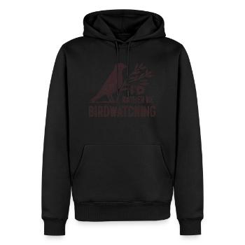 Slogan "Ich beobachte lieber die Vögel" - Männer Premium Bio Hoodie - Schwarz - Vorne - Nico (187cm)