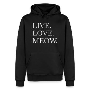 geek cats cat collage tshirts avogato - Männer Premium Bio Hoodie - Schwarz - Vorne - Nico (187cm)