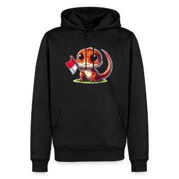 Mignon dragon de Komodo avec le drapeau de l’Indonésie - Sweat à capuche Premium bio Homme - noir - Devant - Nico (187cm)