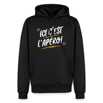 Ici c'est l'apéro - Sweat à capuche Premium bio Homme - noir - Devant - Nico (187cm)