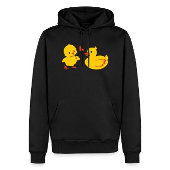 Ente und Babyhuhn mit Hintern - Männer Premium Bio Hoodie - Schwarz - Vorne - Nico (187cm)