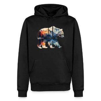 Bär mit Doppelbelichtung - Männer Premium Bio Hoodie - Schwarz - Vorne - Nico (187cm)