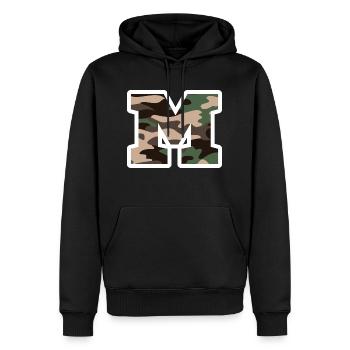 lettre M camouflage militaire-idée cadeau - Sweat à capuche Premium bio Homme - noir - Devant - Nico (187cm)