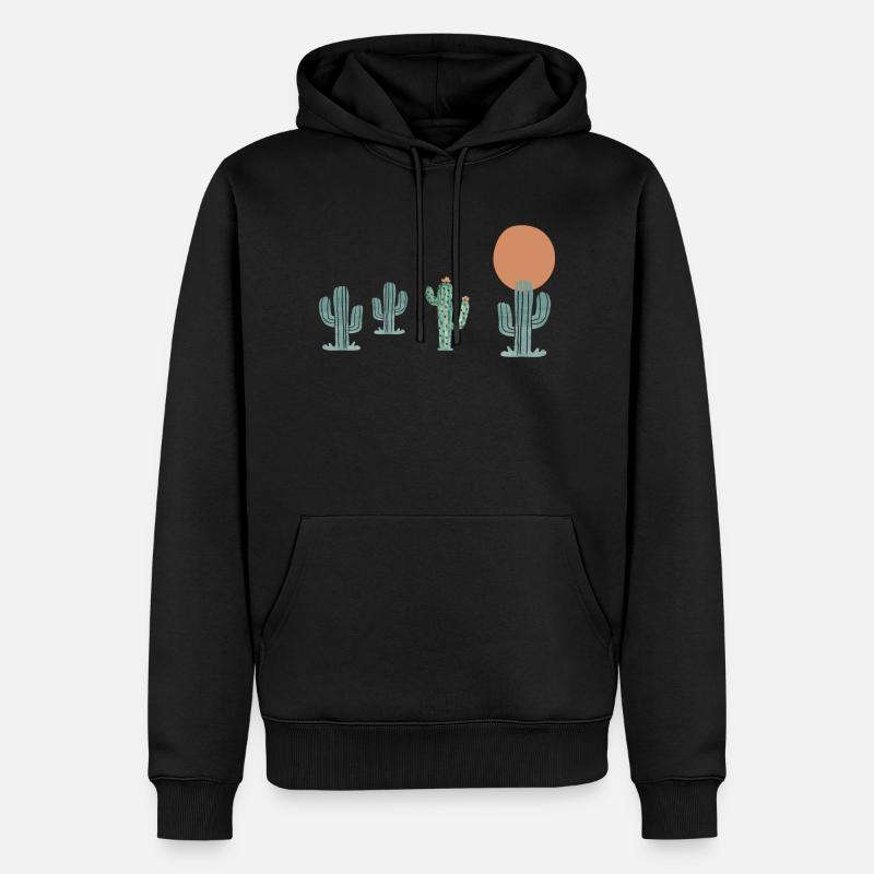 cactus boho - Sweat à capuche Premium bio Homme - noir