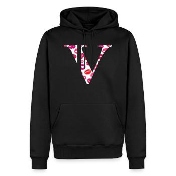 Lettre v bisous - Sweat à capuche Premium bio Homme - noir - Devant - Nico (187cm)