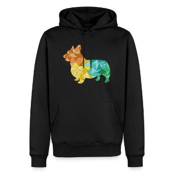 CORGI geometrisch bunt - Männer Premium Bio Hoodie - Schwarz - Vorne - Nico (187cm)