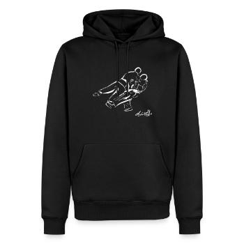 YOKO GAKE BLANC - Sweat à capuche Premium bio Homme - noir - Devant - Nico (187cm)