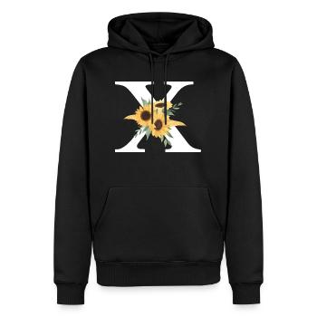 Buchstabe x blumige Sonnenblume - Männer Premium Bio Hoodie - Schwarz - Vorne - Nico (187cm)
