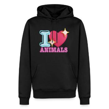 I LOVE ANIMALS - Sweat à capuche Premium bio Homme - noir - Devant - Nico (187cm)