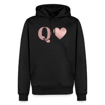 Buchstabe q Herz roségold - Männer Premium Bio Hoodie - Schwarz - Vorne - Nico (187cm)