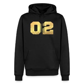 Nummer 2 Gold Glitter - 2. Jahrestag - Männer Premium Bio Hoodie - Schwarz - Vorne - Nico (187cm)