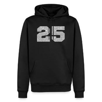 Nummer 25 Silberglitter - 25-jähriges Jubiläum - Männer Premium Bio Hoodie - Schwarz - Vorne - Nico (187cm)