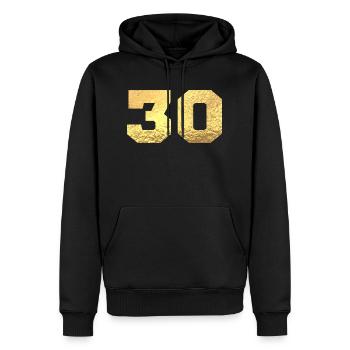 Numéro 30 paillettes doré - 30e anniversaire - Sweat à capuche Premium bio Homme - noir - Devant - Nico (187cm)
