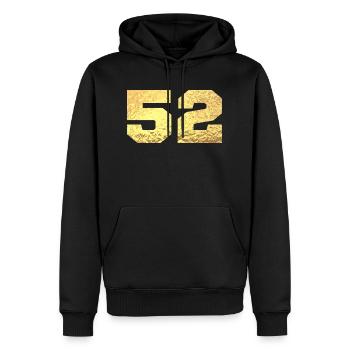 Numéro 52 paillettes doré - 52e anniversaire - Sweat à capuche Premium bio Homme - noir - Devant - Nico (187cm)