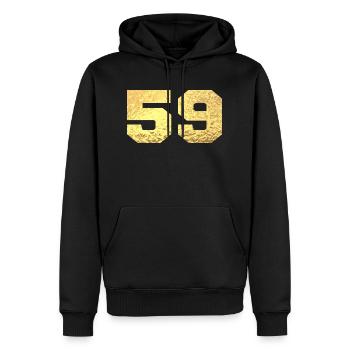Numéro 59 paillettes doré - 59e anniversaire - Sweat à capuche Premium bio Homme - noir - Devant - Nico (187cm)