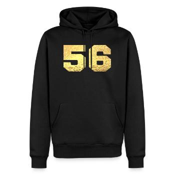 Numéro 56 paillettes doré - 56e anniversaire - Sweat à capuche Premium bio Homme - noir - Devant - Nico (187cm)