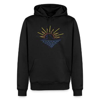 Sunset Wave - Men’s Premium Organic Hoodie - black - Front - Nico (187cm)