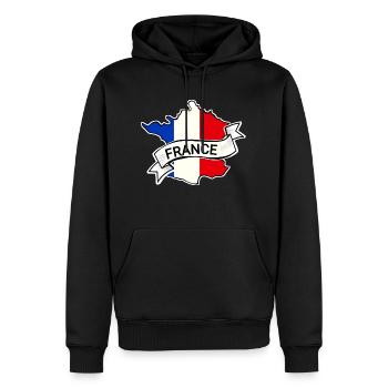 Frankreich - Flagge - Karte - Männer Premium Bio Hoodie - Schwarz - Vorne - Nico (187cm)