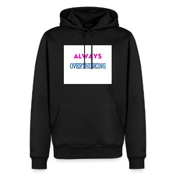 Immer zu viel nachdenken - Männer Premium Bio Hoodie - Schwarz - Vorne - Nico (187cm)