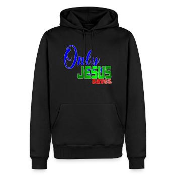 ONLY JESUS SAVES - Sweat à capuche Premium bio Homme - noir - Devant - Nico (187cm)