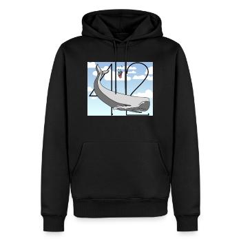 H2G2 Fan Art. Sperm whale and petunia falling. 42 - Men’s Premium Organic Hoodie - black - Front - Nico (187cm)