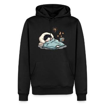 ENERGIESPARMODUS - Männer Premium Bio Hoodie - Schwarz - Vorne - Nico (187cm)