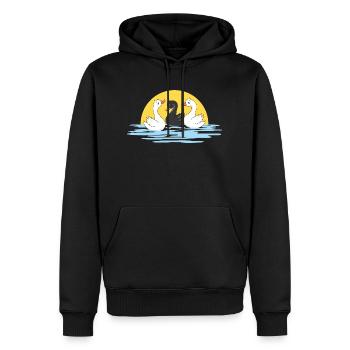 Drei süße schwimmende Babyschwäne - Männer Premium Bio Hoodie - Schwarz - Vorne - Nico (187cm)