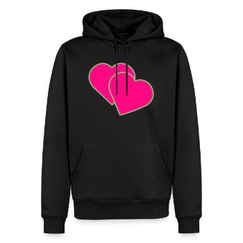 Two hearts - Men’s Premium Organic Hoodie - black - Front - Nico (187cm)