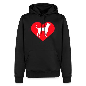 Großer Hund Herz Liebe Symbol Silhouette Umriss - Männer Premium Bio Hoodie - Schwarz - Vorne - Nico (187cm)