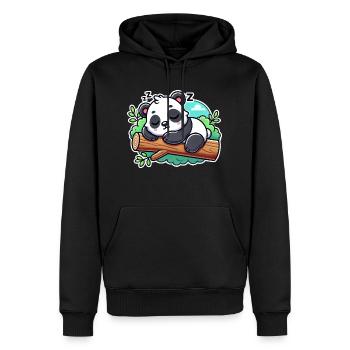 Panda endormi sur une branche - Sweat à capuche Premium bio Homme - noir - Devant - Nico (187cm)