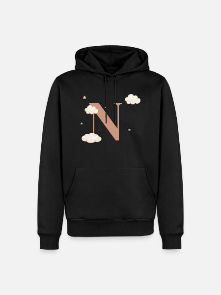 Letter n clouds stars - Men’s Premium Organic Hoodie - black