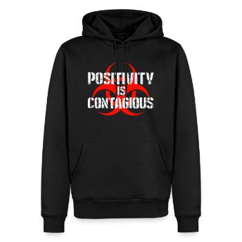 La positivité est contagieuse – Répandez de bonnes vibrations - Sweat à capuche Premium bio Homme - noir - Devant - Nico (187cm)