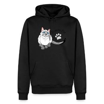 Curious Siamese cat - Men’s Premium Organic Hoodie - black - Front - Nico (187cm)