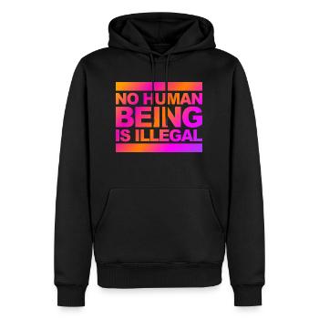 no human is illegal - The Original - Männer Premium Bio Hoodie - Schwarz - Vorne - Nico (187cm)