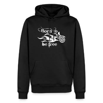 Né pour être libre. - Sweat à capuche Premium bio Homme - noir - Devant - Nico (187cm)