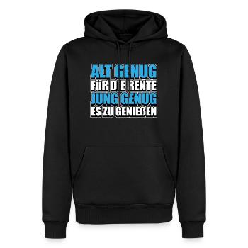 Jung genug, die Rente zu genießen Geschenk - Männer Premium Bio Hoodie - Schwarz - Vorne - Nico (187cm)